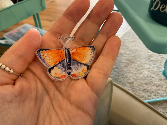 Watercolor Moth Key Chain Pendant